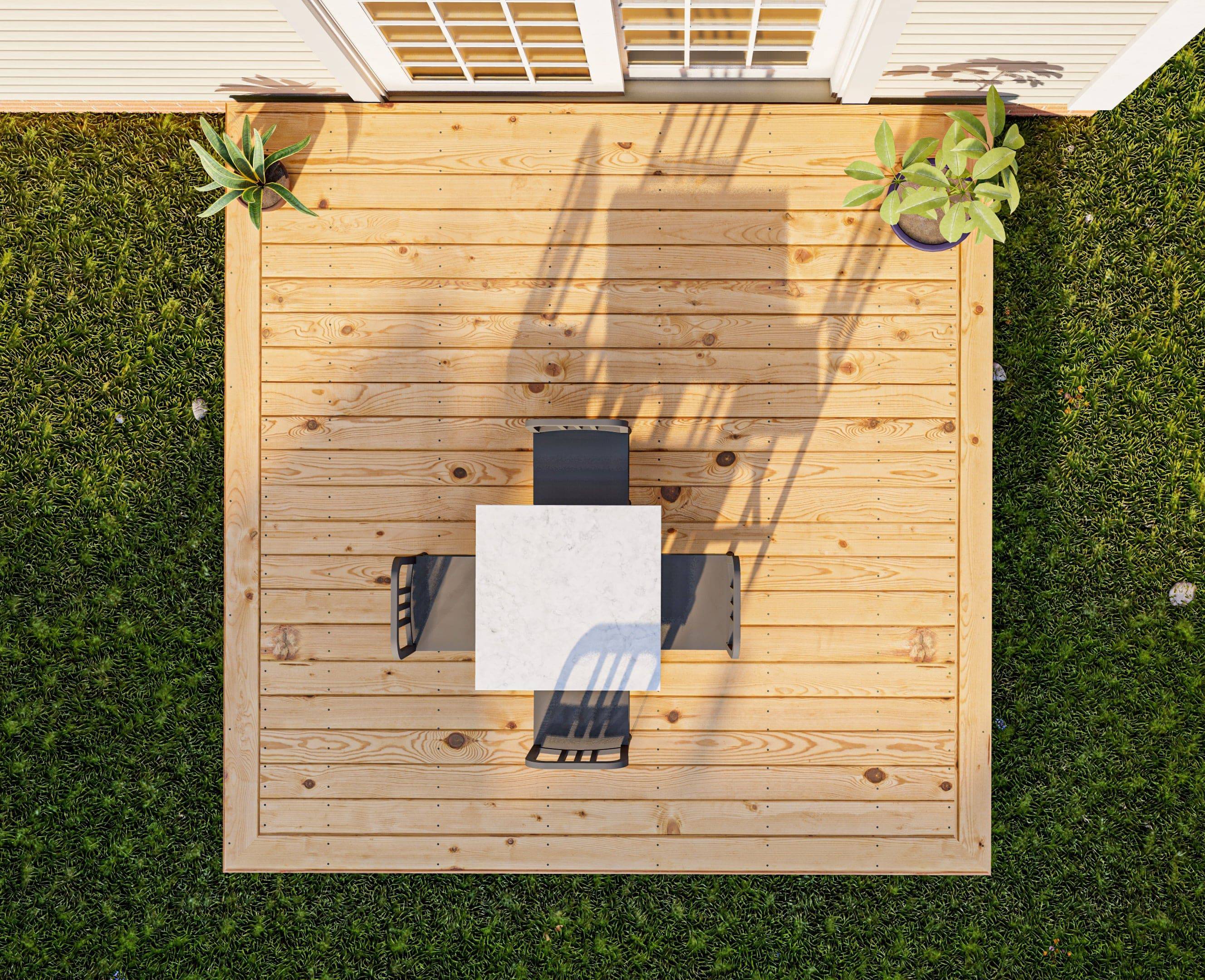 10 x 10 Cedar Wood Deck Kit ADIY