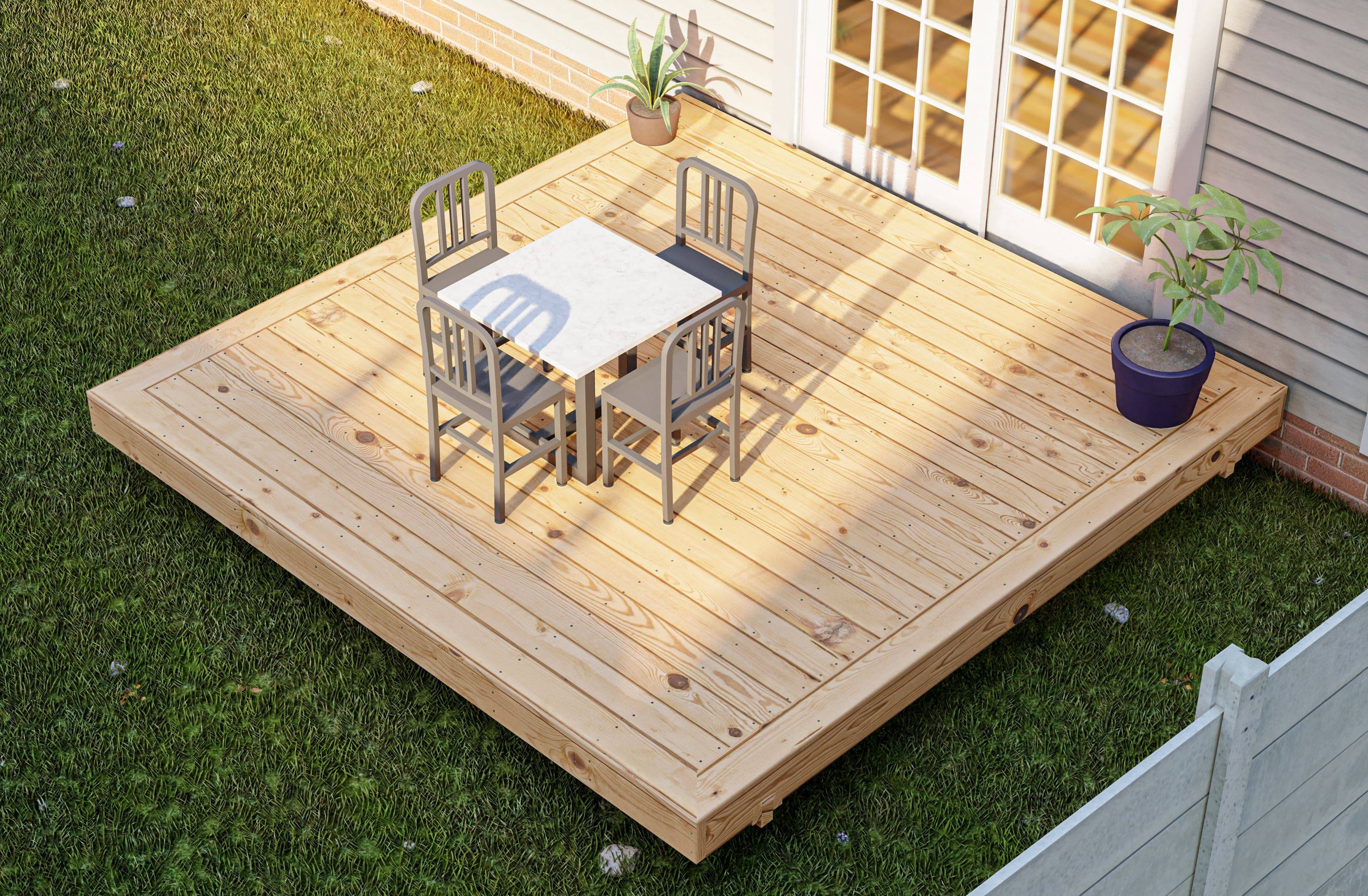 10 x 10 Cedar Wood Deck Kit ADIY