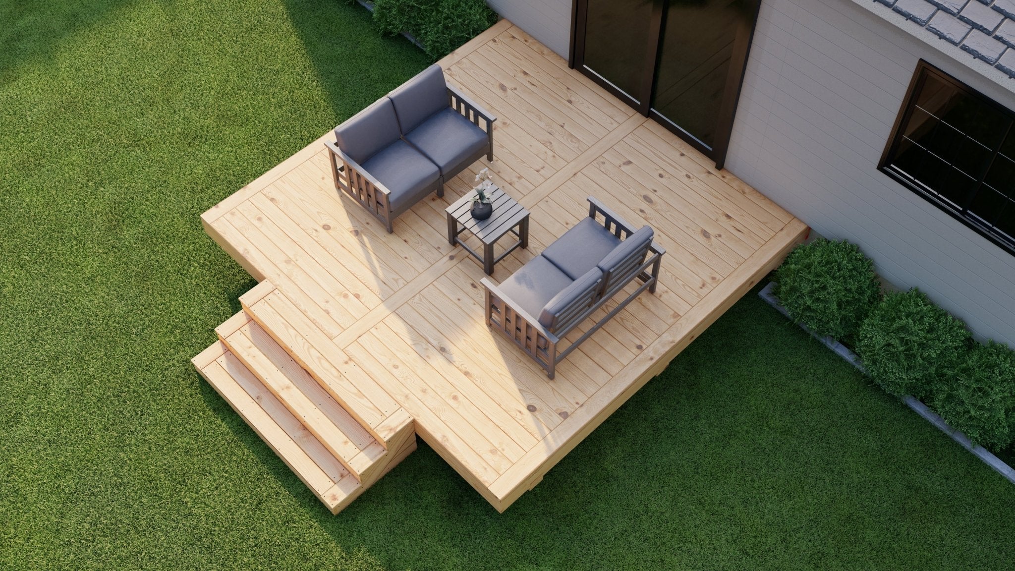 Pressure Treated (Kiln Dried) Wood Deck Kit - A - DIY