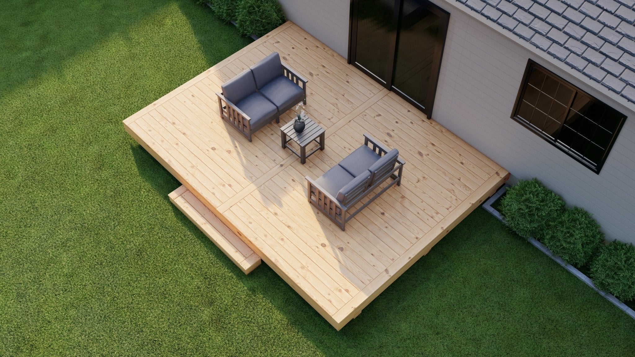 Pressure Treated (Kiln Dried) Wood Deck Kit - A - DIY