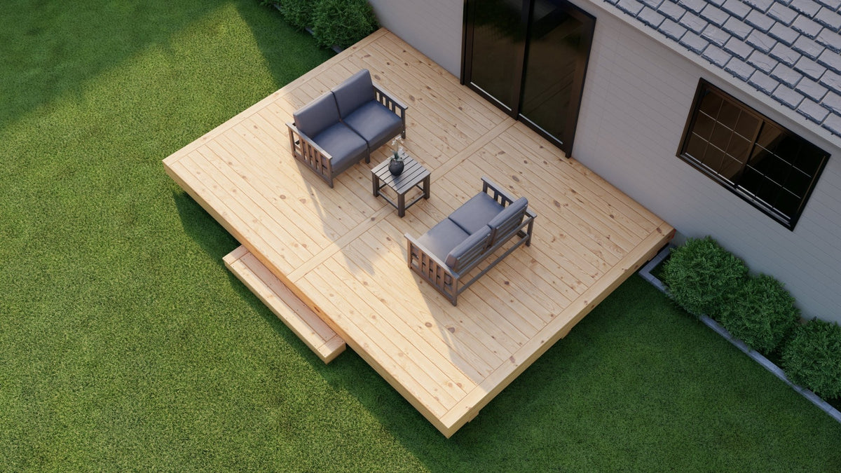 Pressure Treated (Kiln Dried) Wood Deck Kit - A - DIY