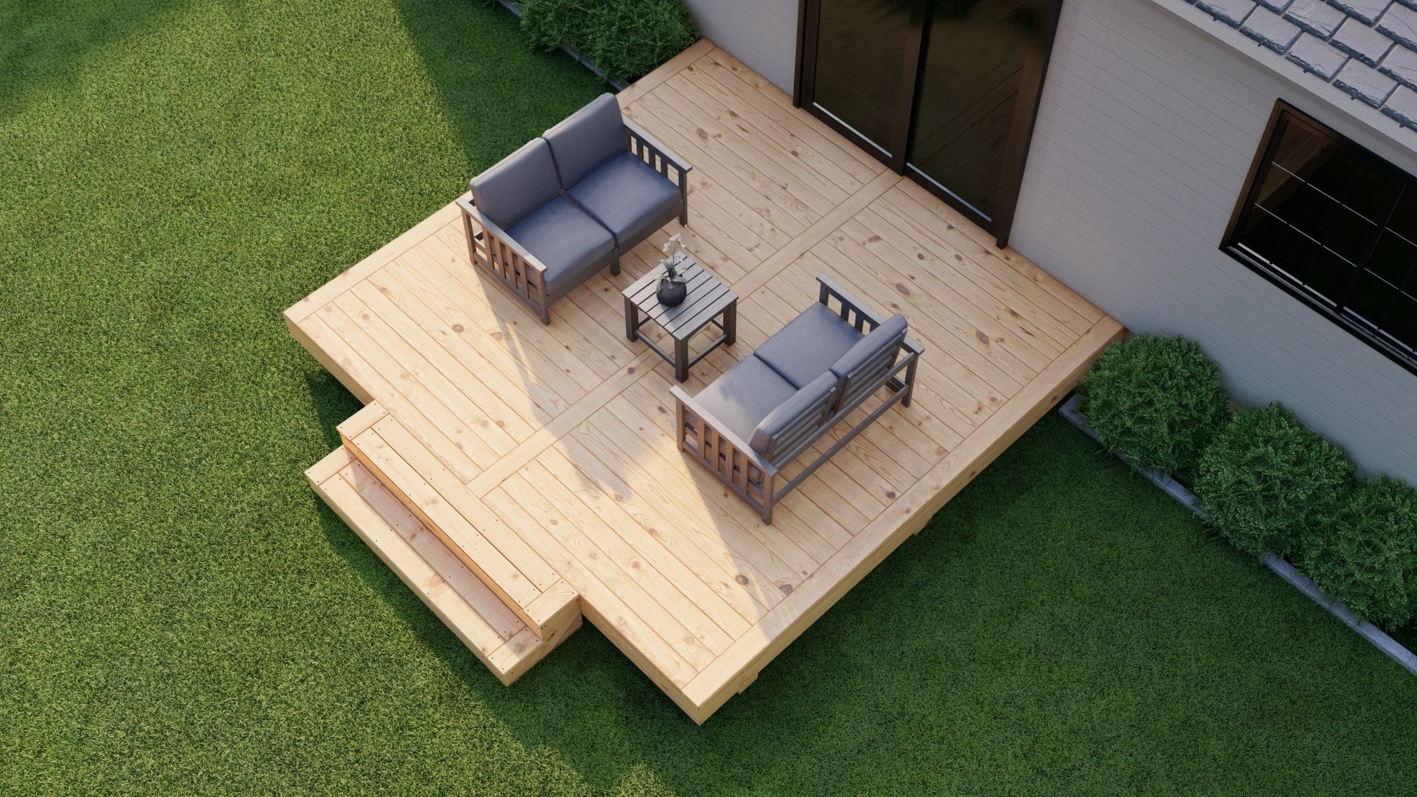 Pressure Treated (Kiln Dried) Wood Deck Kit - A - DIY