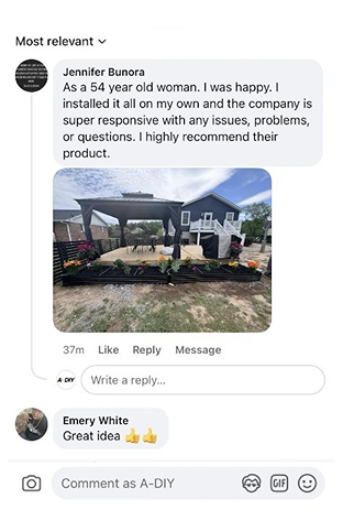 Customer photo of a finished A-DIY deck